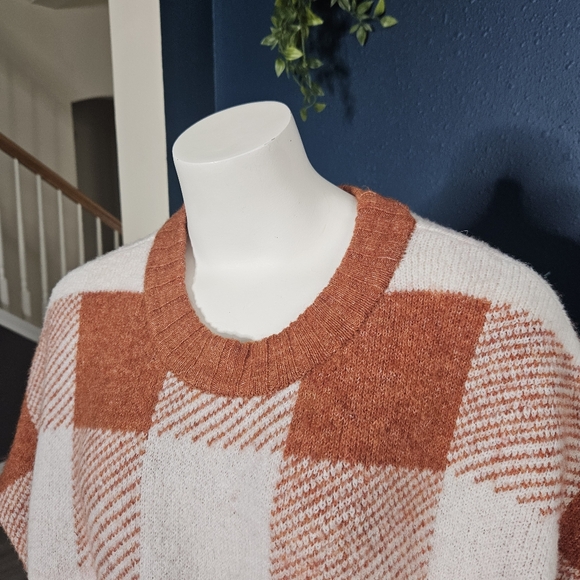A New Day Plus Size Plaid Crewneck Pullover Sweater - Rust Brown/Pink/Cream - Picture 7 of 13